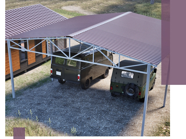 Двускатные навесы под ключ в Тюмени — изготовление и монтаж